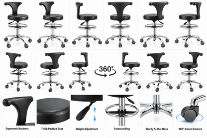 Professional Salon Stool-Medical-Clinics Adjustable Swivel Rolling Chair