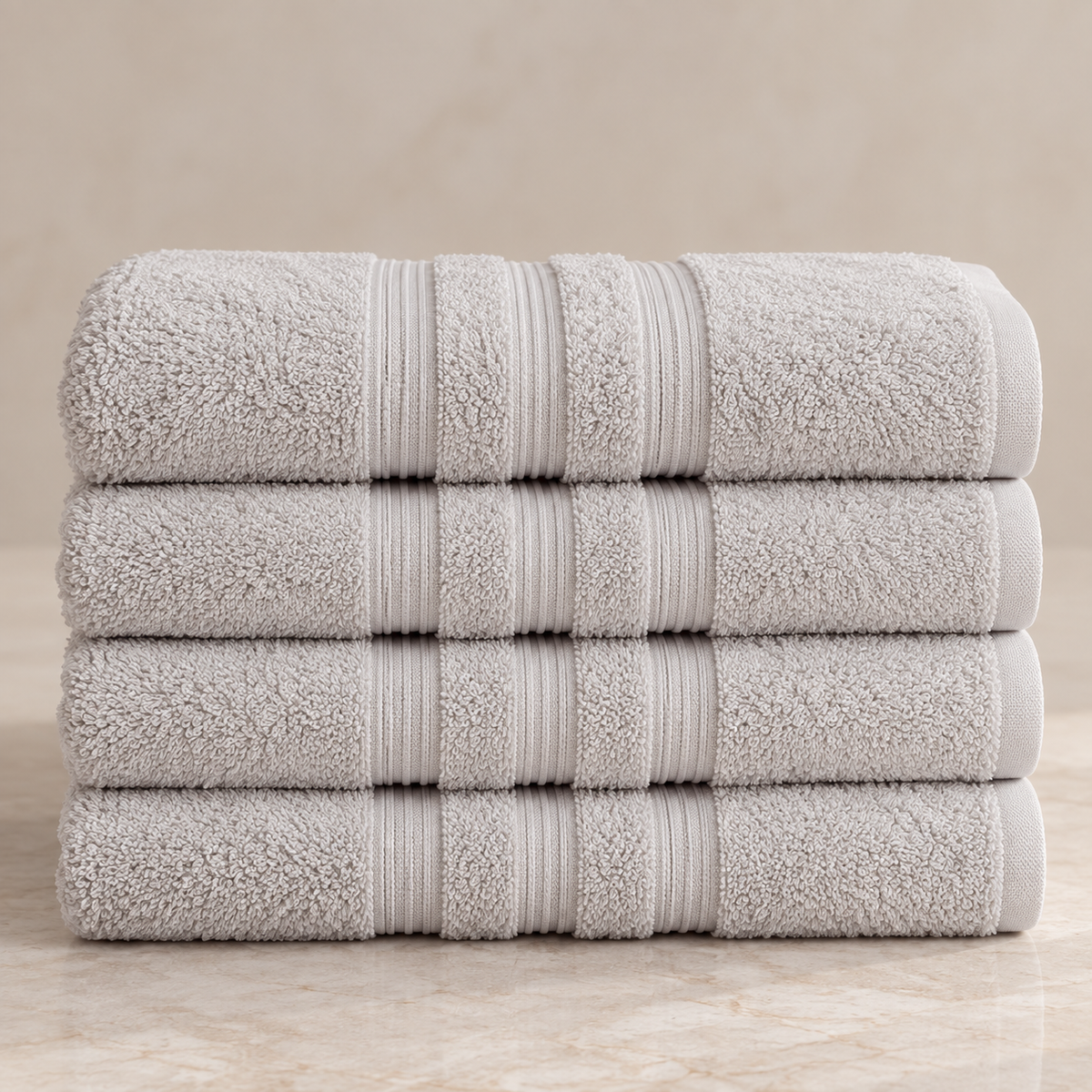 Karaca Home Road 100% Cotton 4-Piece Face Towel Set 50 × 90 cm – Grey, 200.21.01.0736