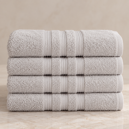 Karaca Home Road 100% Cotton 4-Piece Face Towel Set 50 × 90 cm – Grey, 200.21.01.0736