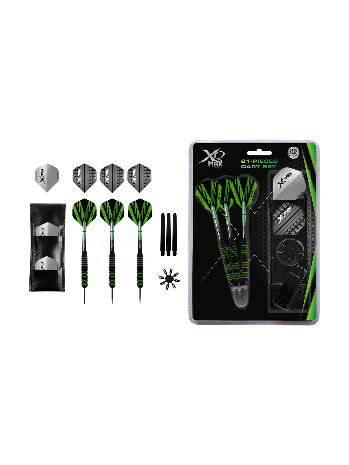 XQ MAX BK GN STRIPES ST DARTSET