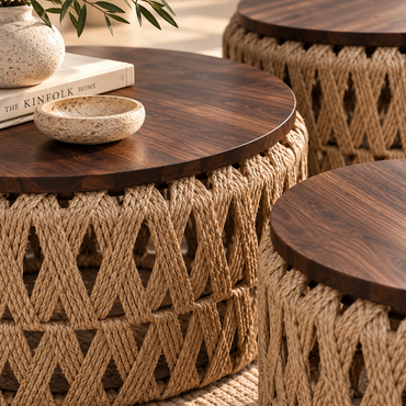 Aria Woven Wood Table Set – 3 Pieces | 9307-13