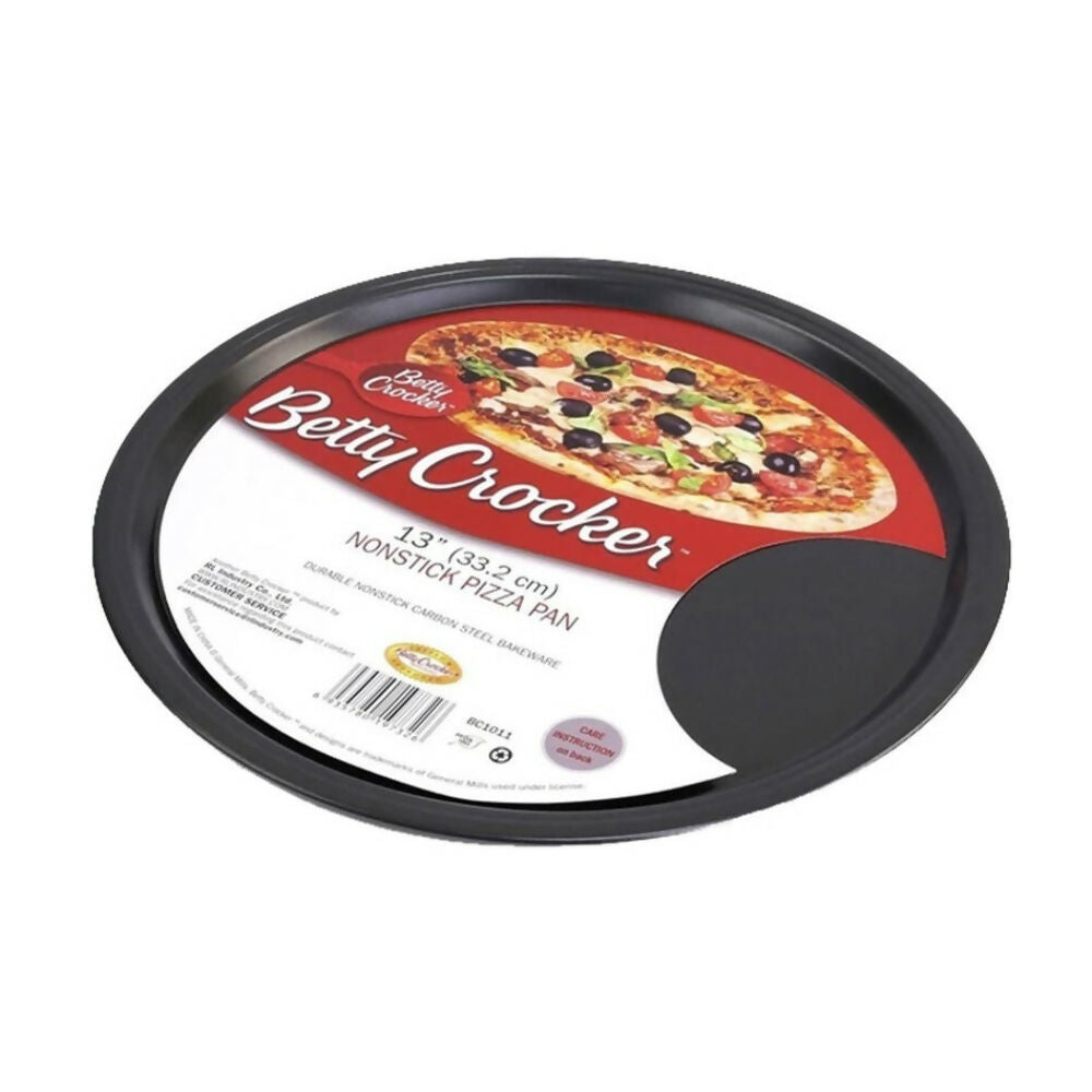 Betty Crocker Non-Stick Pizza Pan, Durable Materials, Easy To Clean (33.2cm - Thickness 0.4MM) [Grey], BC1011