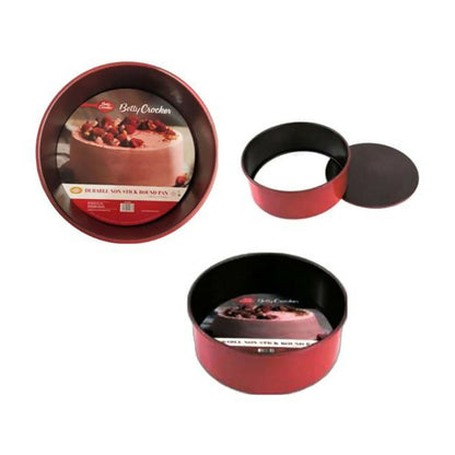 Betty Crocker Non-Stick Baking Springform & Removable Bottom 21.5cm, Durable Materials, Easy To Clean [Red], BC1066