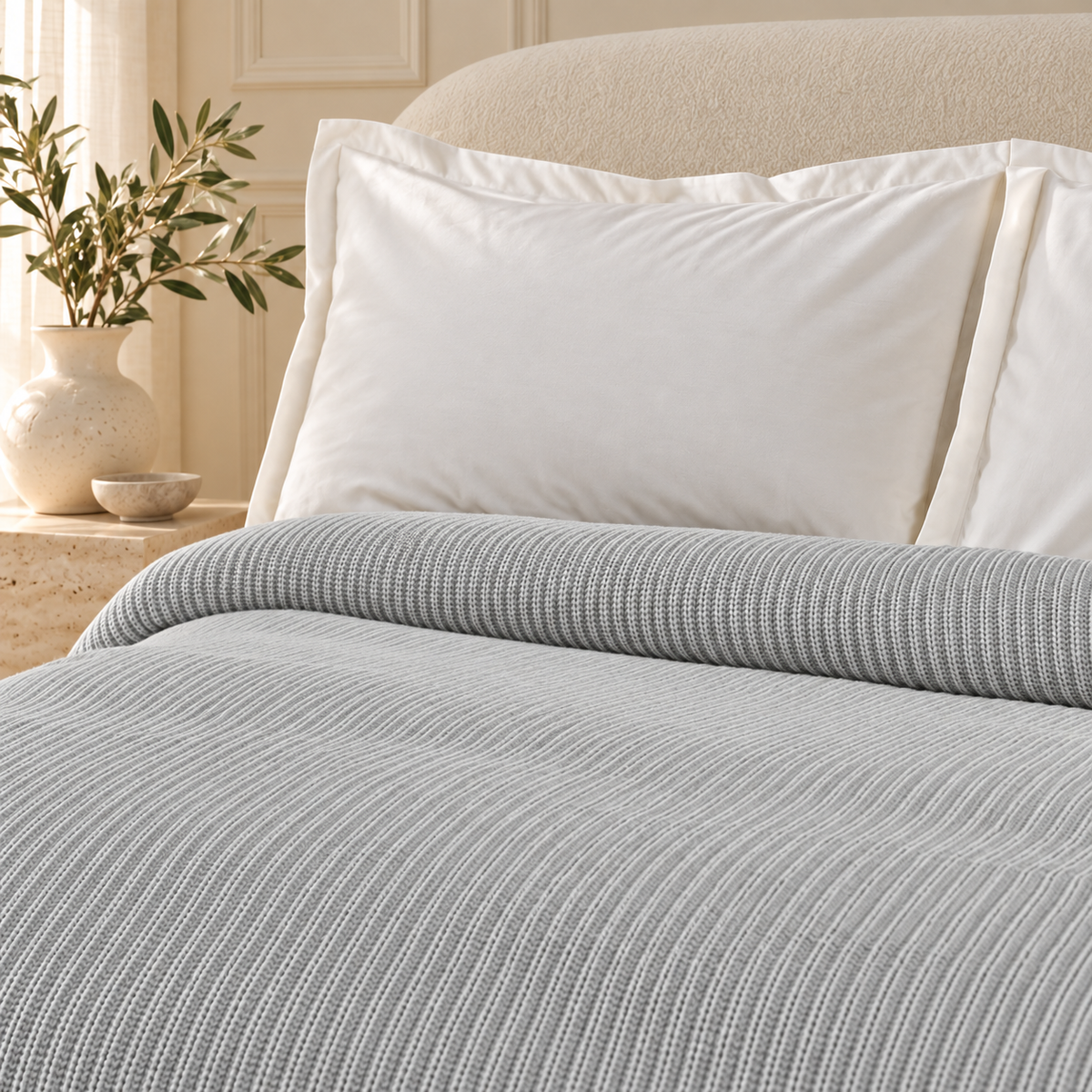Karaca Home Cool Touch Double Knitted Blanket 200 × 220 cm – Grey, 200.22.14.0756