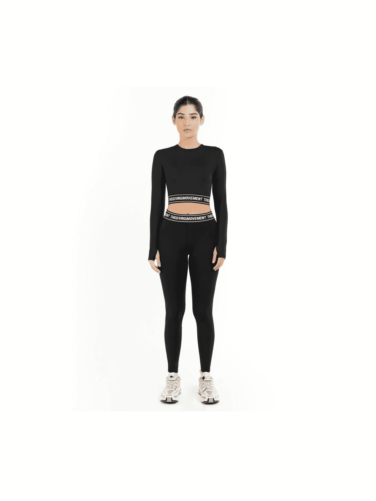 THE GIVING MOVEMENT CROPPED LS TOP WITH BRANDED ELASTIC