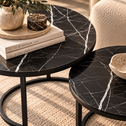 Noir Marble Nesting Table Set – 2 Pieces | TT-036