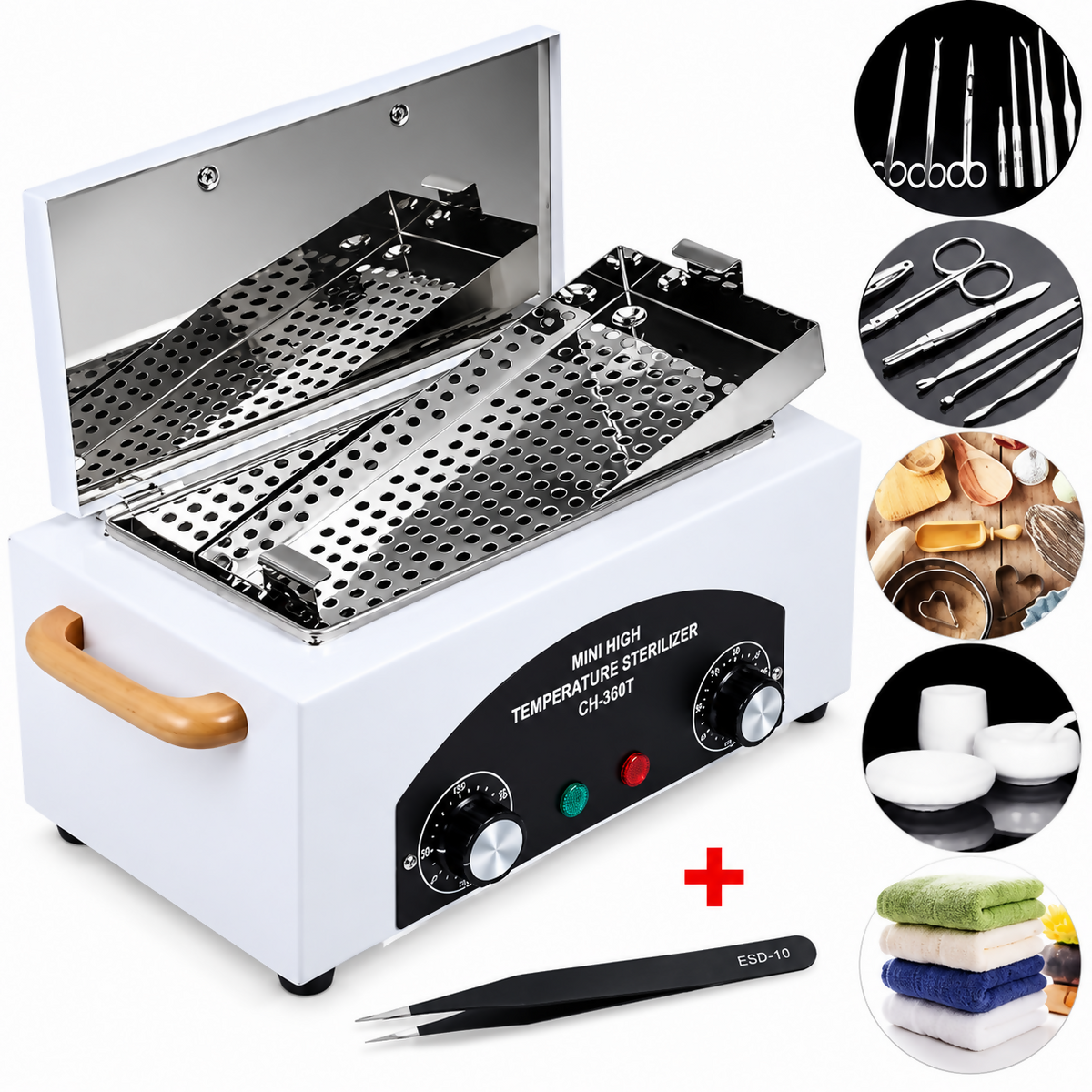 Professional 300W High Temperature Dry Heat Sterilizer Box with Timer & Stainless Steel Tray for Salon, Barber & Nail Tools