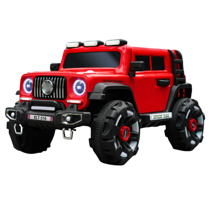 Kids Electric Ride-On Car – 12V Battery, 4 Motors, Leather Seat, LED Lights & Remote Control (Ages 3–8)