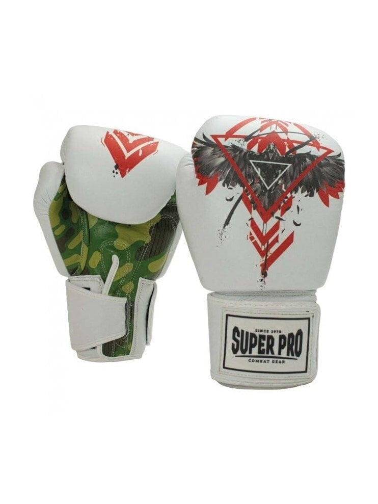 SUPER PRO COMBAT GEAR (KICK) BOXING GLOVES LEATHER RAVEN