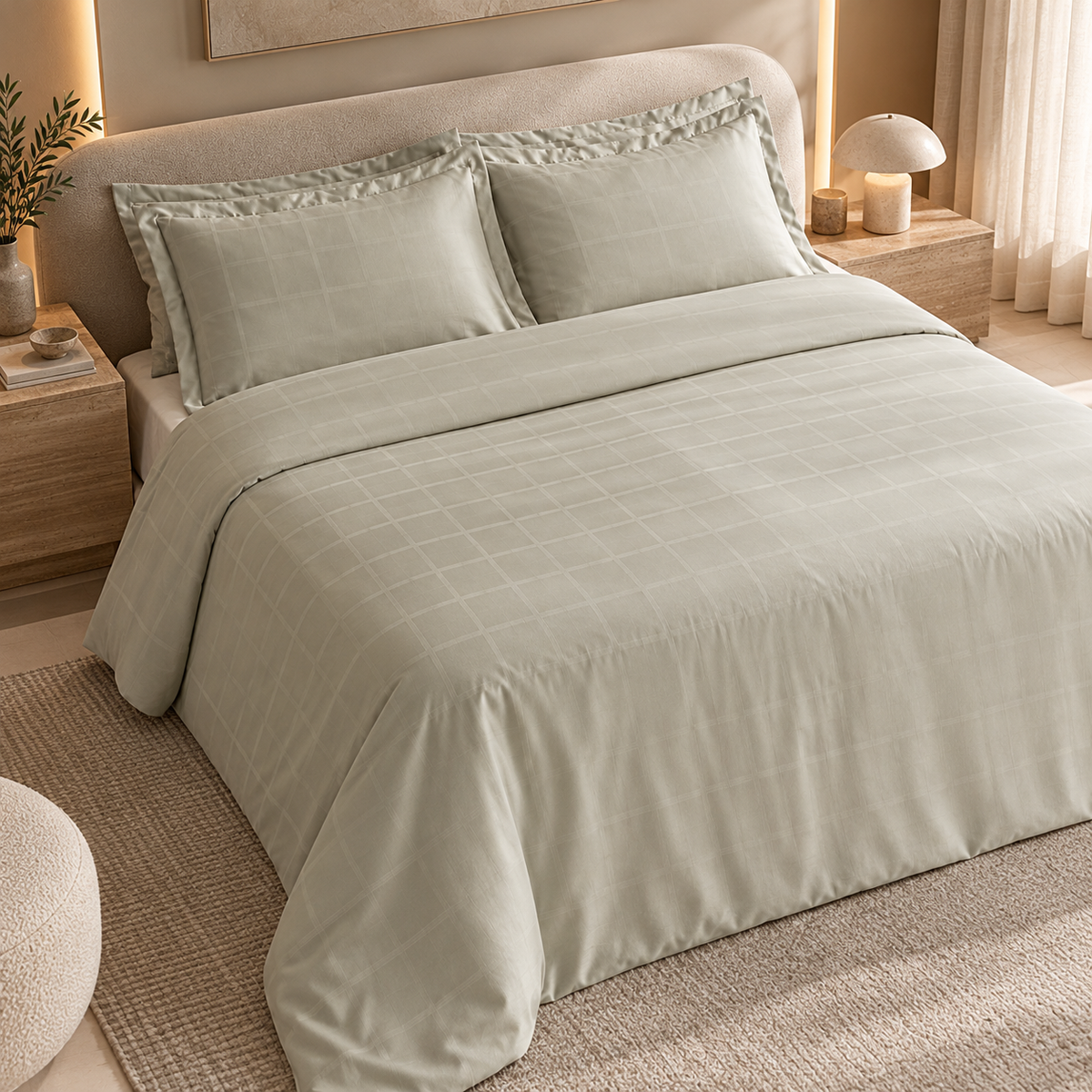 Karaca Home Royale Cotton & Lyocell Double Duvet Cover Set 200 × 220 cm – Sage, 8680214391440