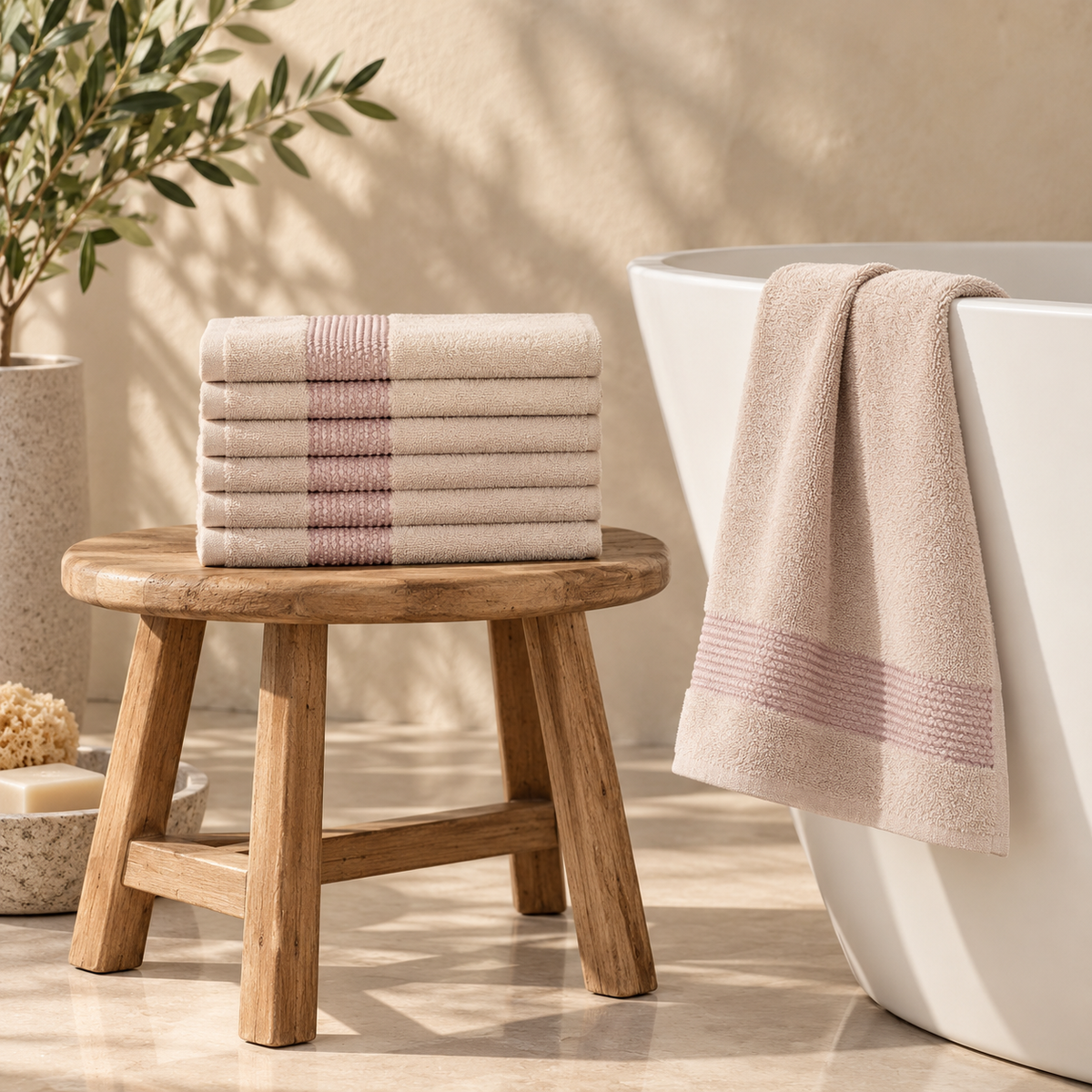 Karaca Home Honey 100% Cotton 6-Piece Hand Towel Set 30 × 50 cm – Beige, 200.21.01.0741