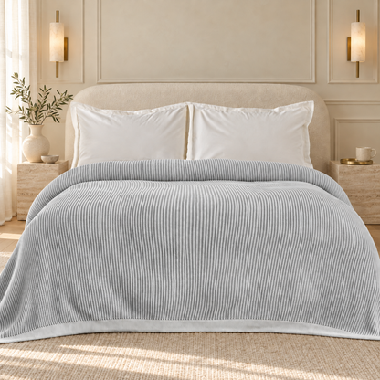 Karaca Home Cool Touch Double Knitted Blanket 200 × 220 cm – Grey, 200.22.14.0756