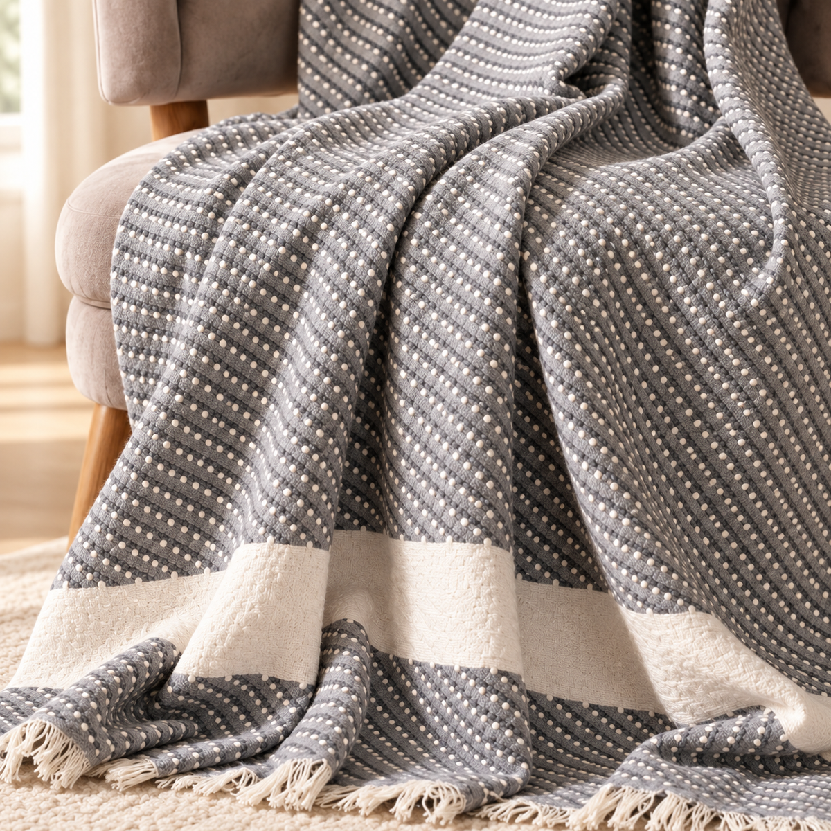 Karaca Home Wilma Throw Blanket 130 × 170 cm – Navy Blue, 200.21.01.0690
