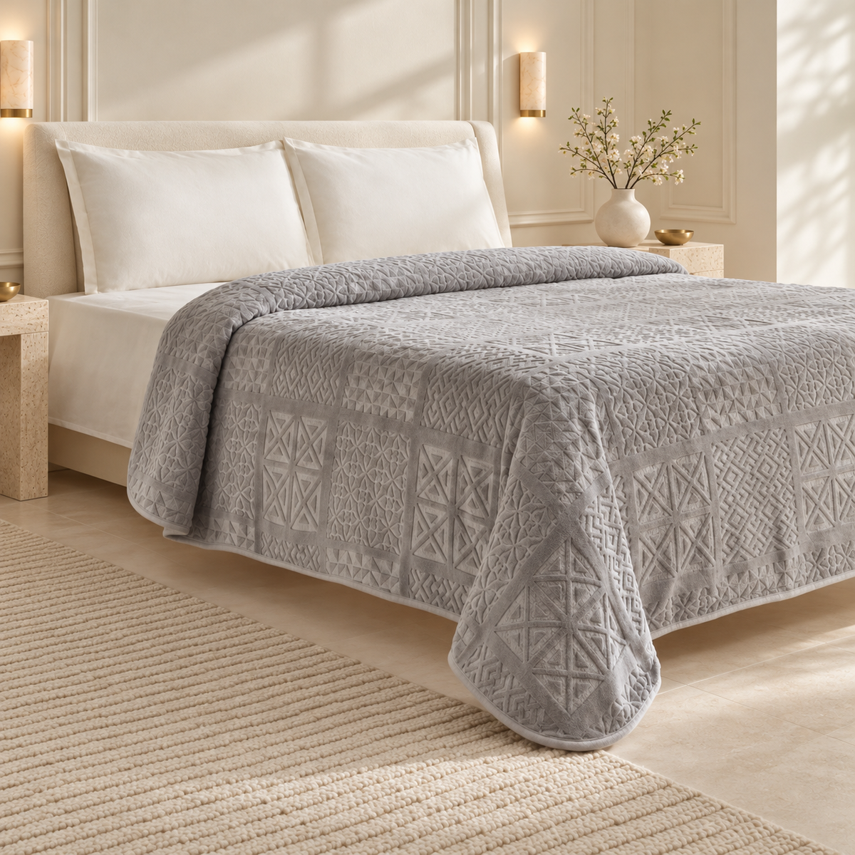 Karaca Home Blair Double Embossed Blanket 200 × 220 cm – Grey, 200.22.05.0304
