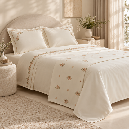 Karaca Home Vanes Double Embroidered Duvet Cover Set, 8680214392096