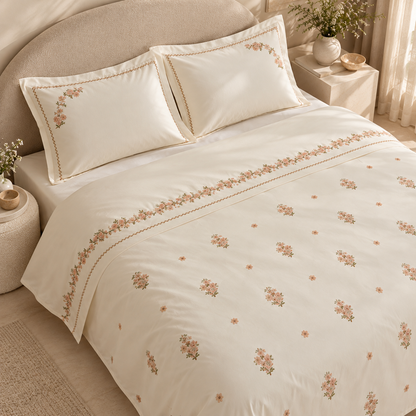 Karaca Home Vanes Double Embroidered Duvet Cover Set, 8680214392096