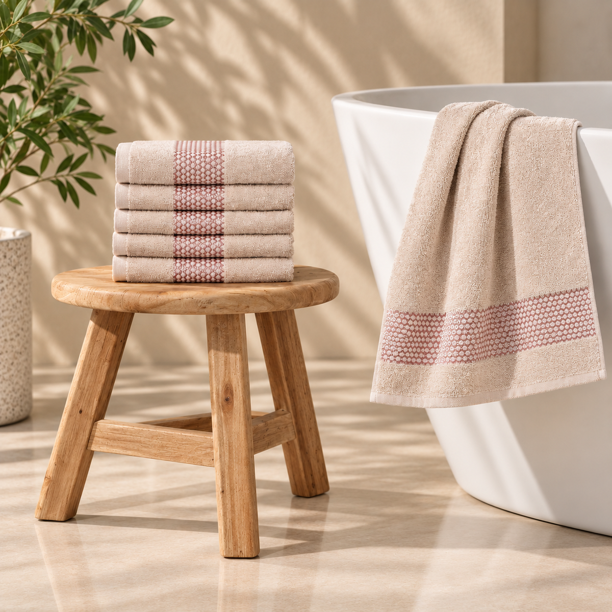 Karaca Home Honey 100% Cotton 6-Piece Hand Towel Set 30 × 50 cm – Beige, 200.21.01.0741