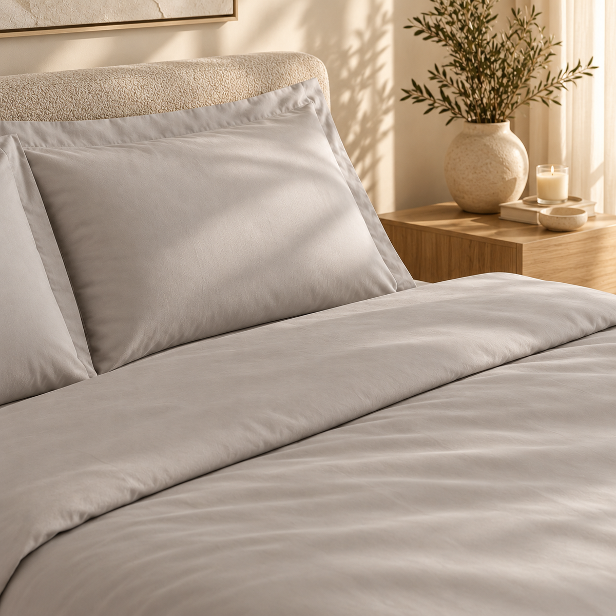 Karaca Home Jemma Cotton Satin Double Duvet Cover Set 200 × 220 cm – Grey, 8680214397367