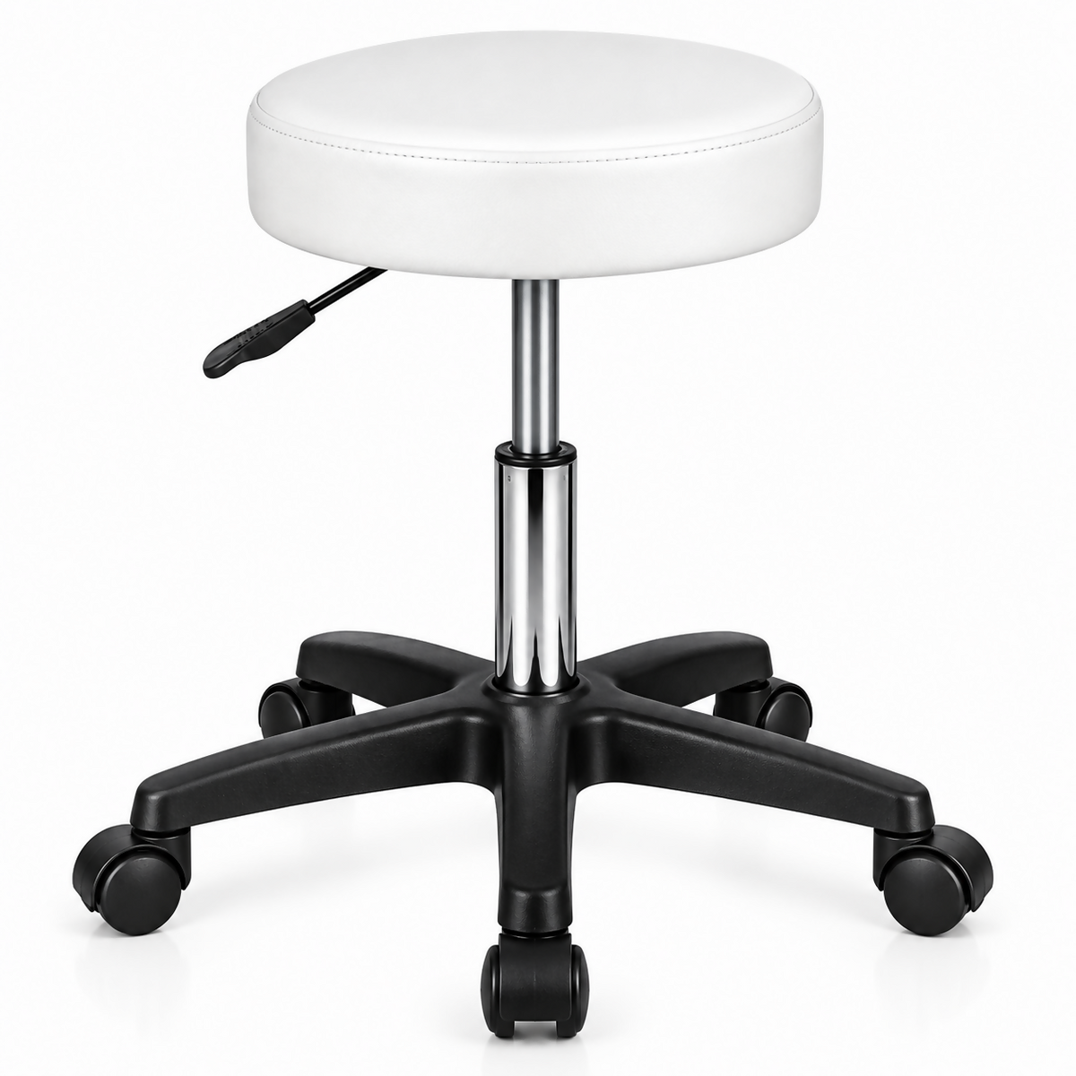 Title Salon Swivel Small Round Massage Stool – Office, Beauty & Home Chair White