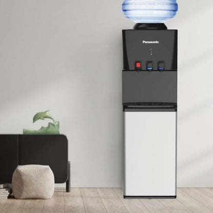 Panasonic Top-Loading Water Dispenser – Hot, Cold & Normal Water Options – Black/Silver Finish, MWD3128TG