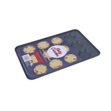 Betty Crocker Non-Stick Bun Tray 12 Cups, Durable Materials, Easy To Clean (32.7x22.2x1.8cm Thickness 0.4MM [Grey], BC1091