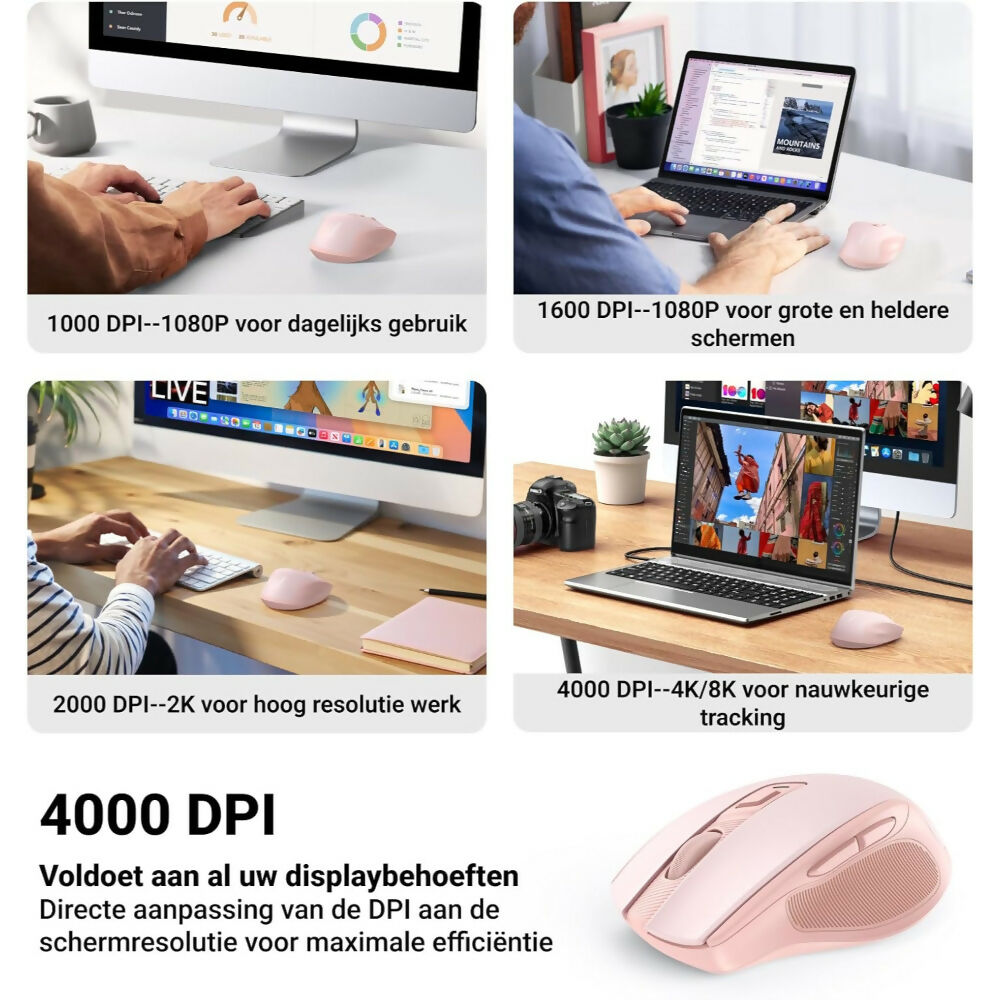 UGREEN Silent Wireless Mouse, 4000DPI, Accurate Control, Ergonomic Design for maximum Comfort - MU006 90545 15378