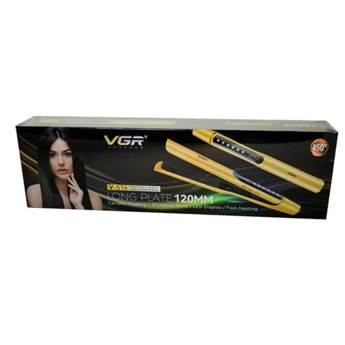 VGR V-516 Long Plate Ceramic Coating Professional Hair Straightener 120mm