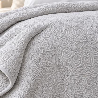 Karaca Home Scala Double Embossed Blanket 200 × 220 cm – Light Grey, 200.18.01.0576
