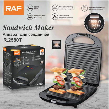 RAF R.2580T Electric Sandwich Maker Toaster Panini Electric Grill 1000W, Non-stick Coating