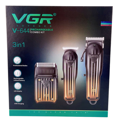 VGR 644 Hair Clippers for Men Professional, Cordless Beard Trimmer & Electric Razor Shavers for Men