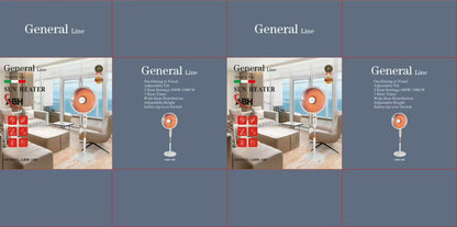 General Line Sun Heater, Oscillating , 2 heating settings 500w/1000w, 1 hour timer wide heat distribution