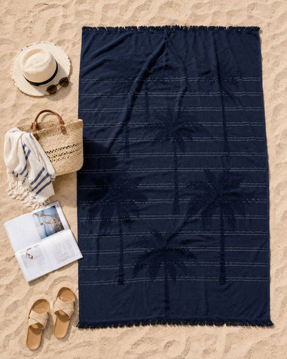 Karaca Home Denim Palm 100% Cotton Beach Towel 85 x 150 cm