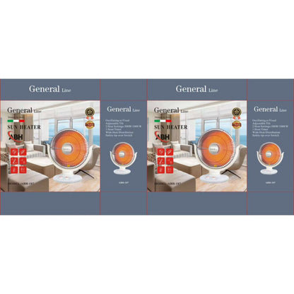 General Line Sun Heater, Oscillating , 2 heating settings 500w/1000w, 1 hour timer wide heat distribution, safety tip-over switch