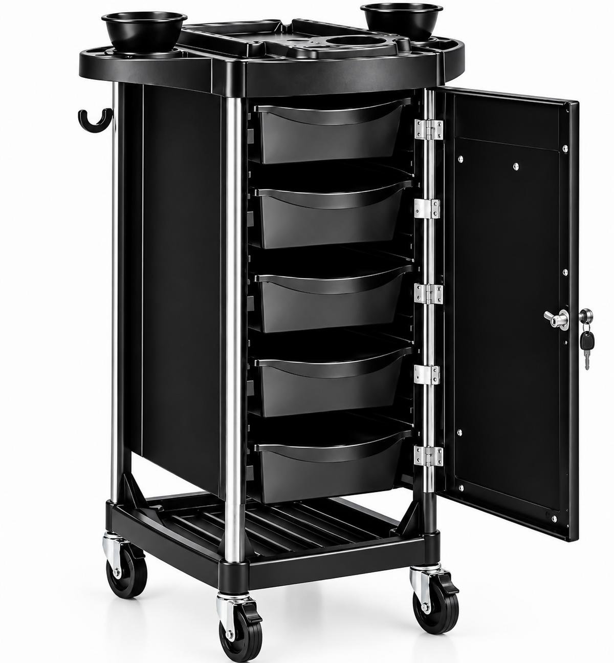Professional Hair Dye Trolley Salon Color Storage Cart with Lock