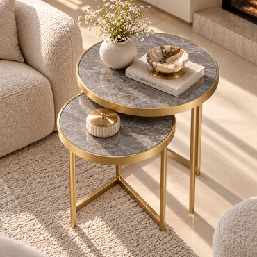 Valencia Marble Nesting Side Tables – Set of 2 | XSYX0273