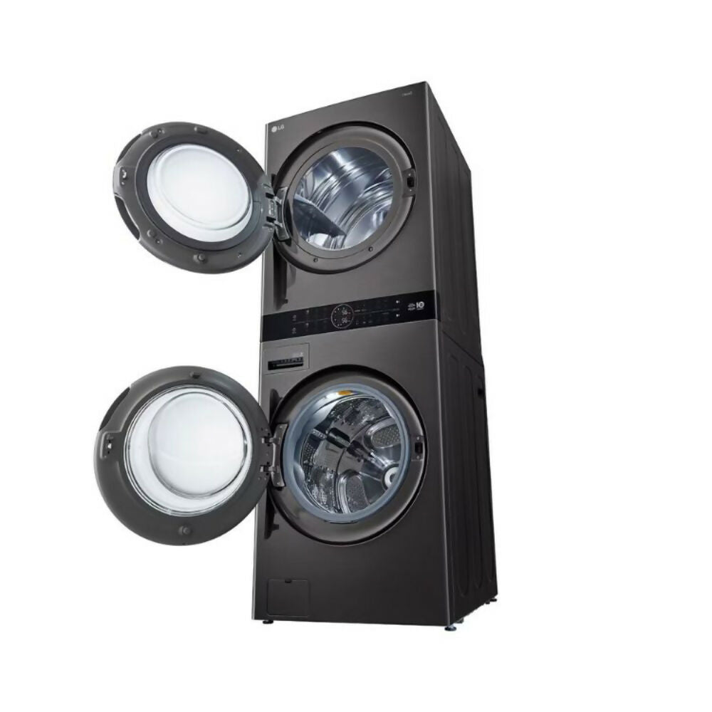 LG Single Unit Front Load 21/16kg, WashTower With Centre Control [Black], WT2116BRK