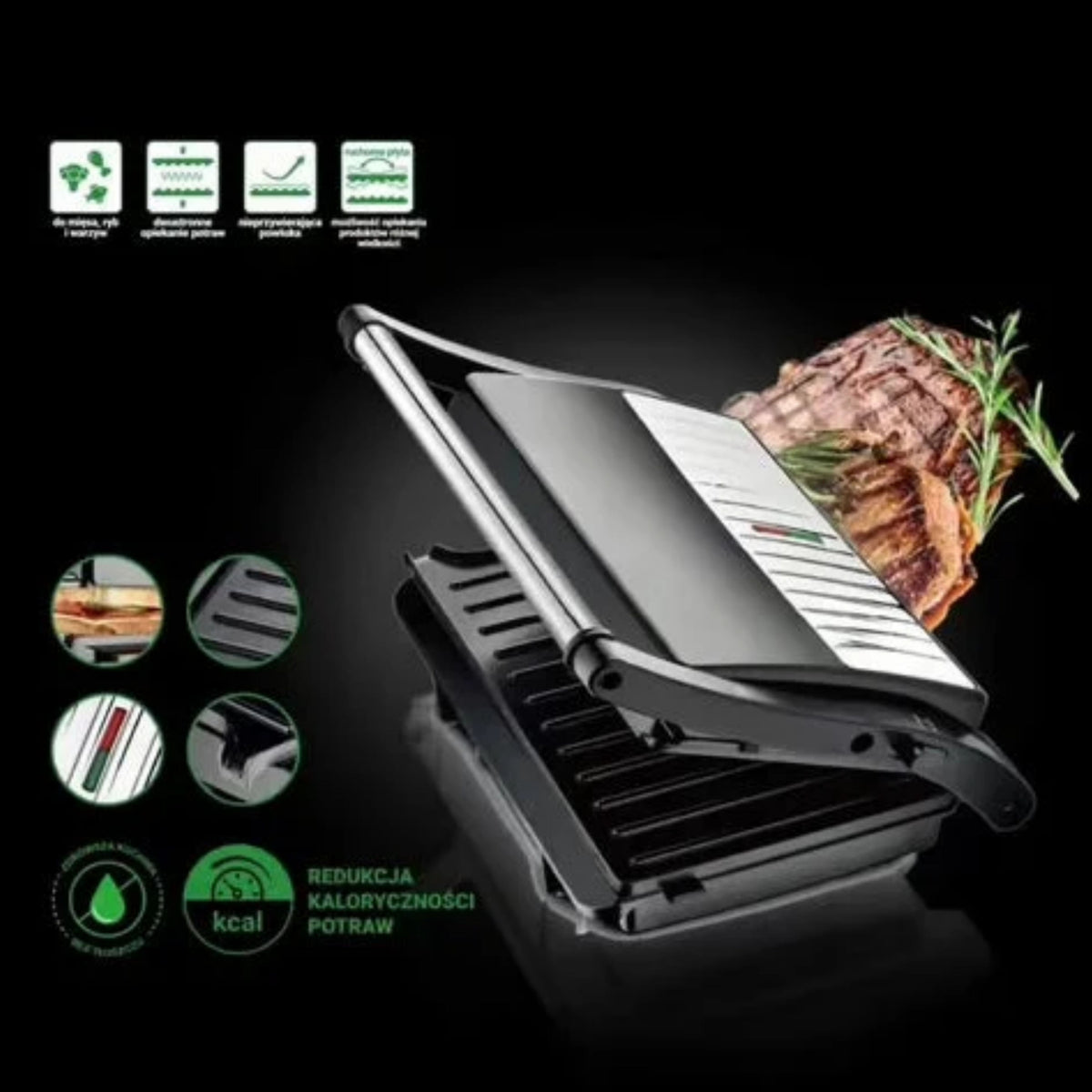 RAF R.240 Electric Sandwich Maker Toaster Panini Electric Grill 1000W, Non-stick Coating, opens 180 degree