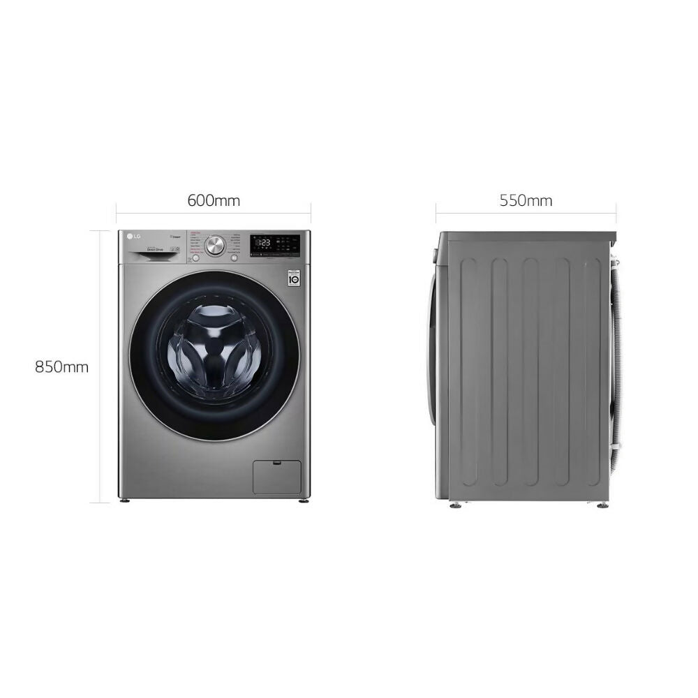 LG Washer Vivace 9KG, 1400RPM [Silver - Black Door], WV4149PVG