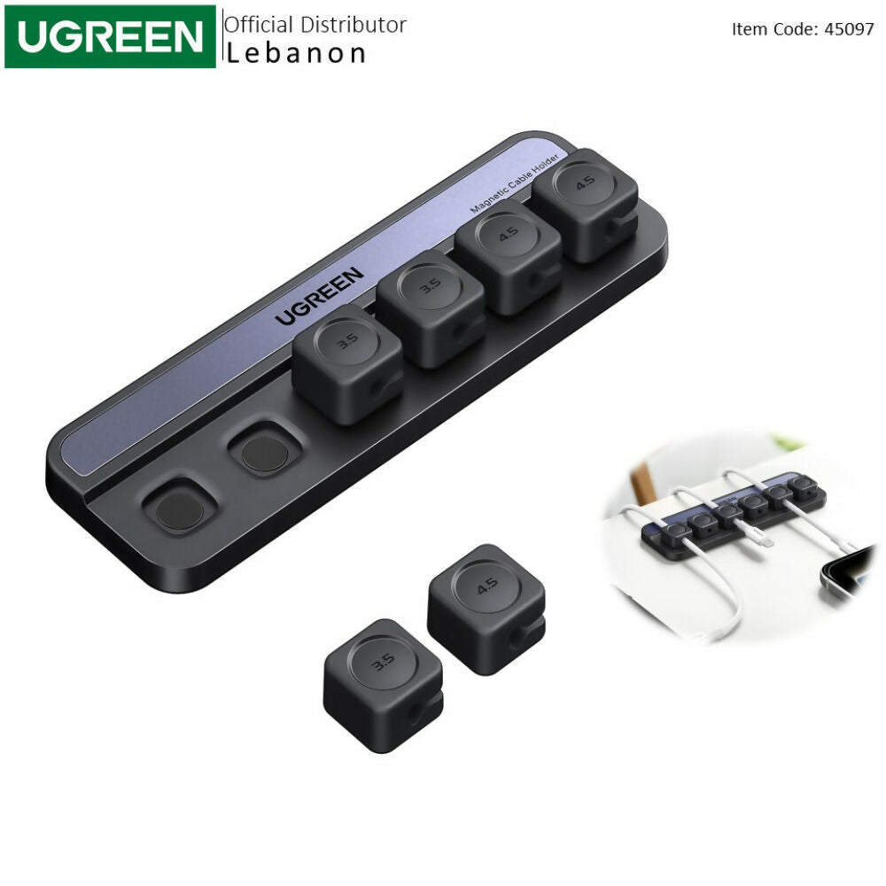 UGREEN Magnetic Cable Organizer - Desktop Cord Holder with 6 Silicone Clips & 6N Strong Magnets for Charging Wires - LP987 45097