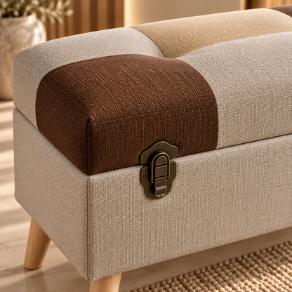 Lorenzo Patchwork Upholstered Storage Pouf | 21999334