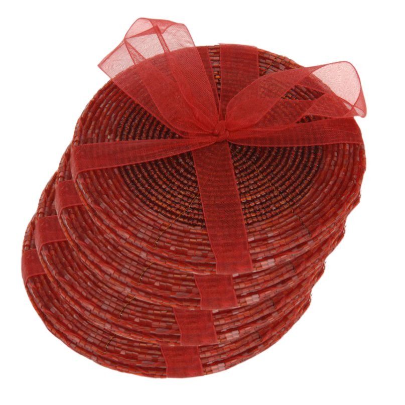 Coasters Beads Red Set 4 Pcs