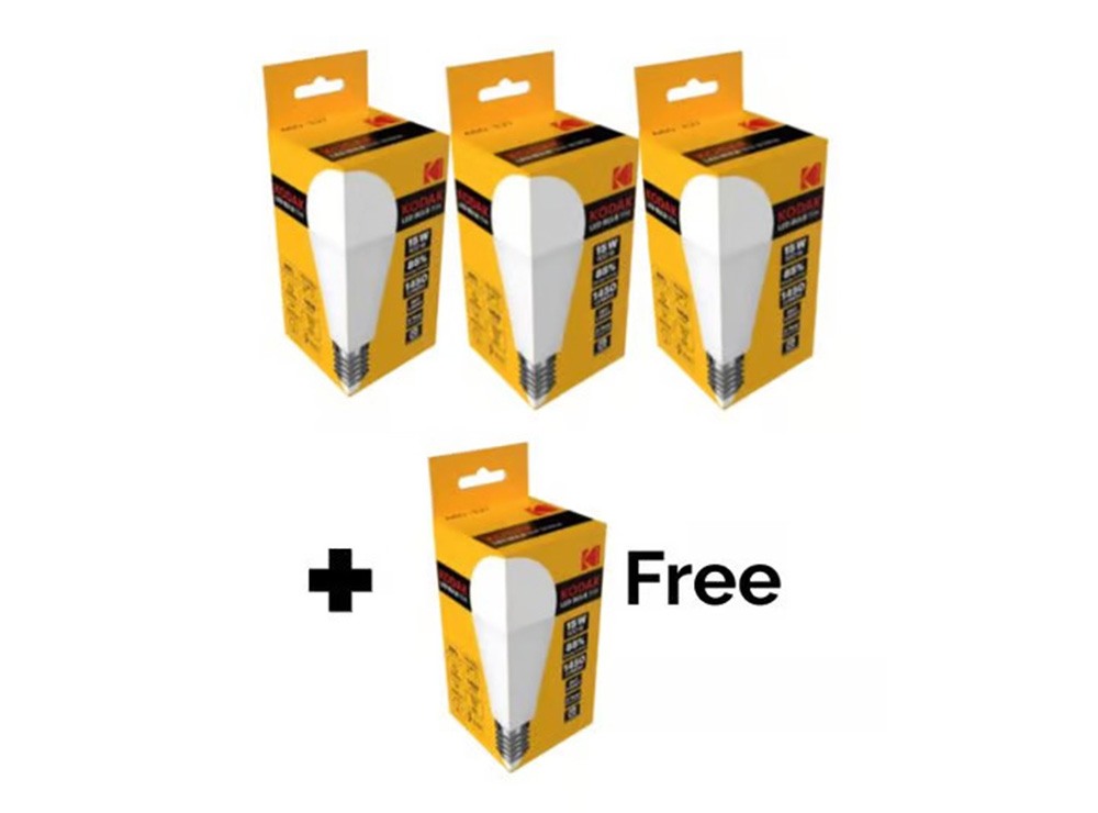 Kodak, Led Bulb E27 Day Light White 15W Buy 3 Get 1 Free
