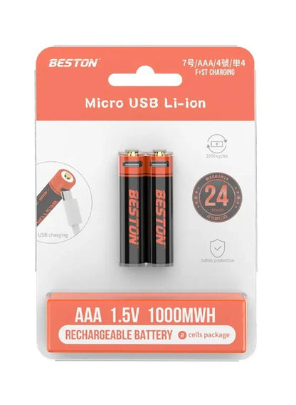 Beston, Li-ion Rechargeable AAA 1.5V Micro USB