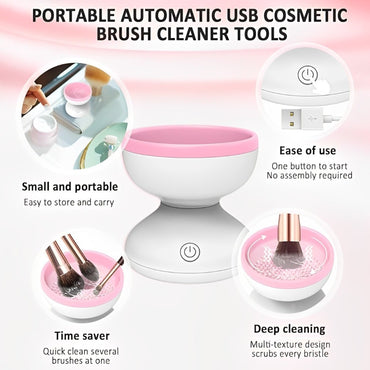 Electric Makeup Brush Cleaner Pink & White