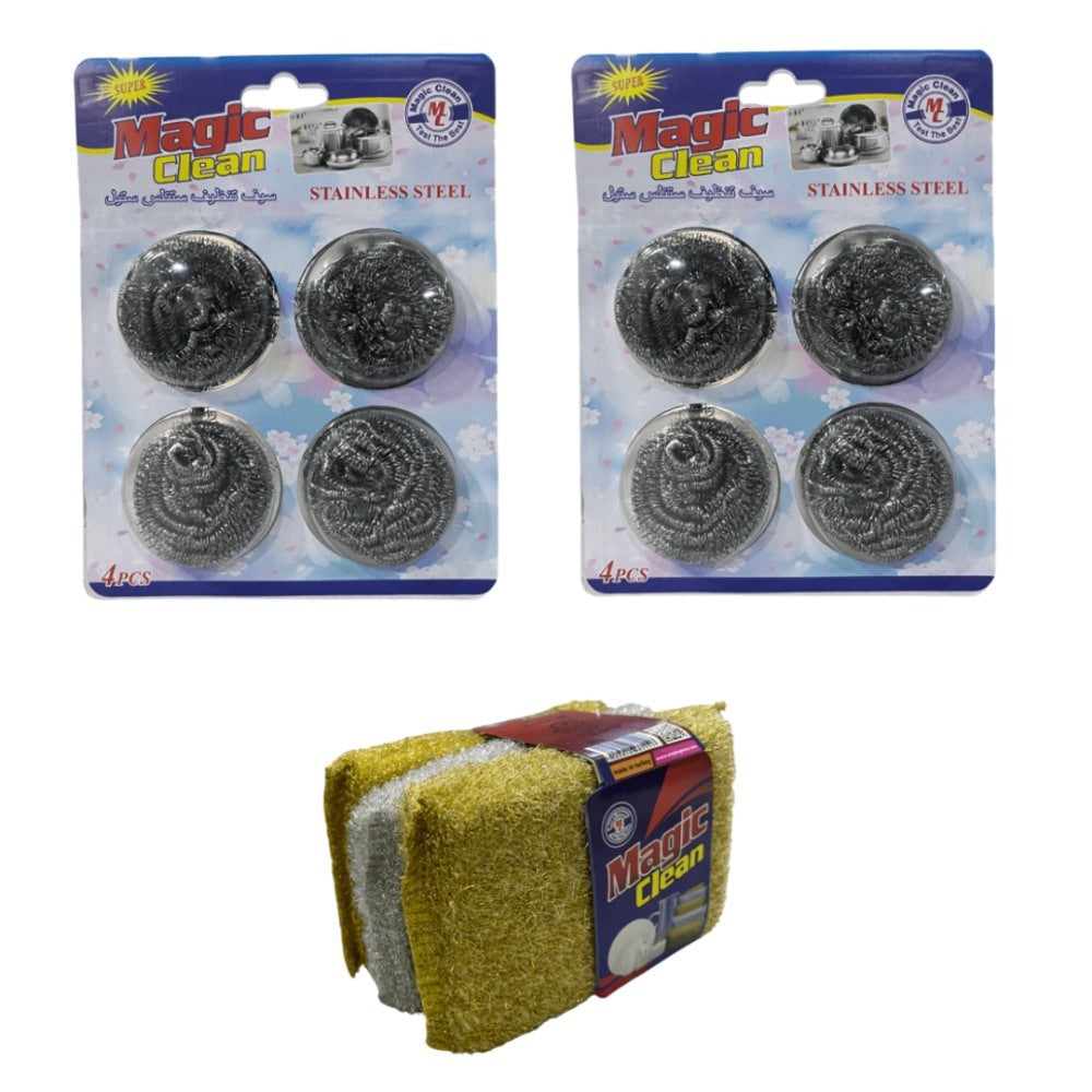 Magic Clean, Buy 2 Magic Clean Stainless Steel Scrubbers Get Scouring Pad Free