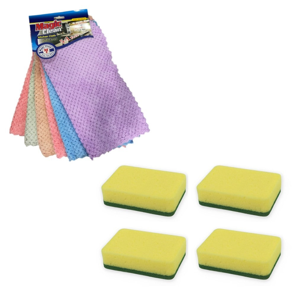 Magic Clean, 6 Cleaning Towels And 4 Durable & Strong Sponges