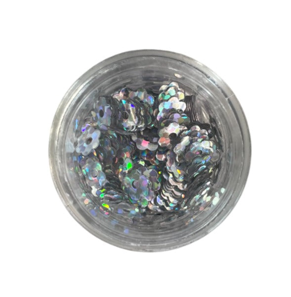 Nascita, Sparkle Flower Nail Art Decoration Silver