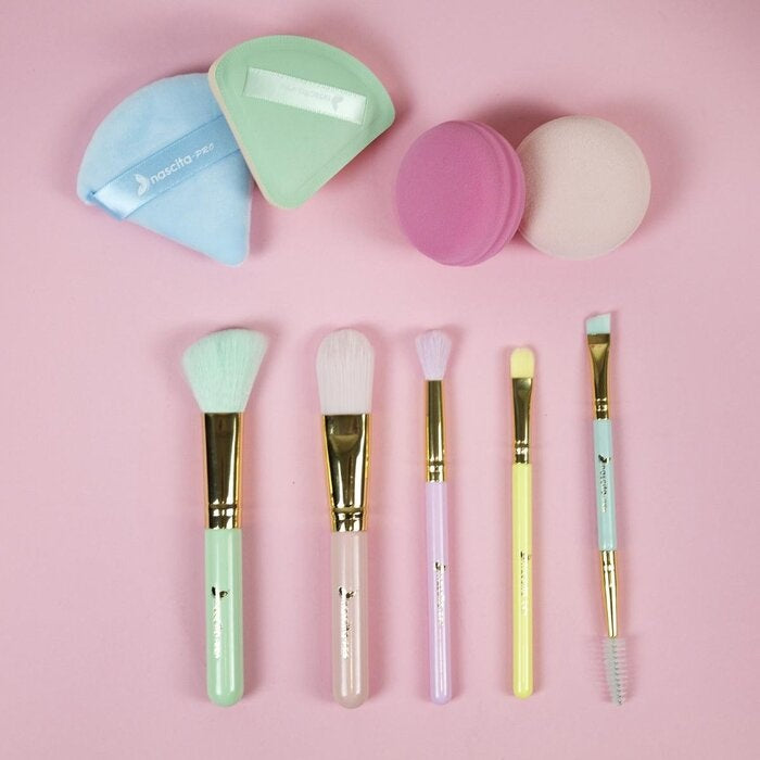 Nascita, 5-Piece Makeup Brush And 4-Piece Sponge Set