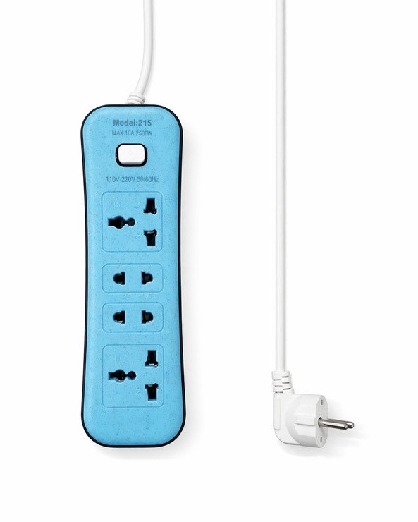 Power Board 4 Ways With Switch Blue
