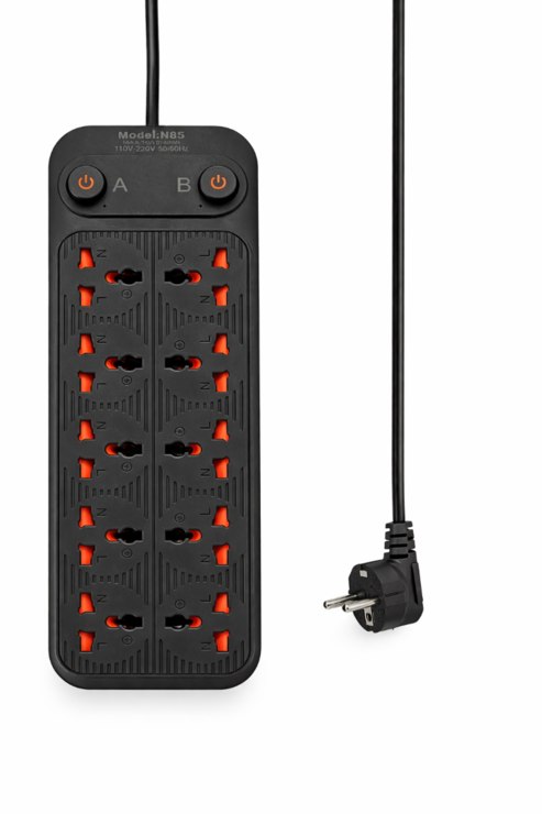 Power Board 10 Ways With Switch Black